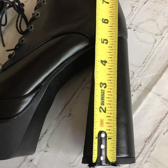 Platform Lug Boots Chunky Block High Heel Ankle Lace Up Boots Size 8 - Picture 5 of 7